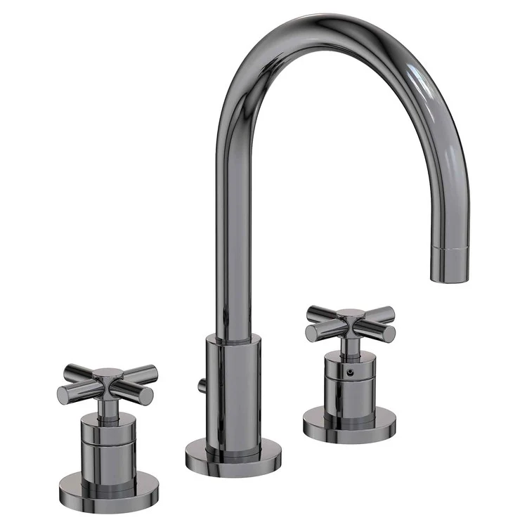 East Linear Two Handle Widespread Bathroom Faucet with Cross Handles with Drain - Midnight Chrome - Frankwebs
