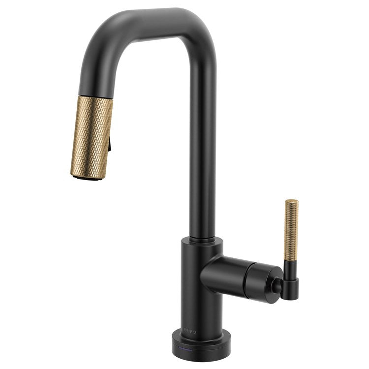 Prep Faucet Litze Smarttouch 1 Knurled Handle ADA Matte Black/Brilliance Luxe Gold Pull Down Dual Function Square 360 DEG Swivel 1.8 Gallons per Minute - Frankwebs