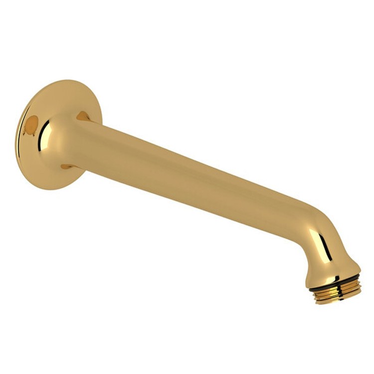 Shower Arm English Gold 8 Inch 1/2 Inch Female Inlet 1/2 Inch Male Outlet Brass Angled Down Wall Mount - Frankwebs