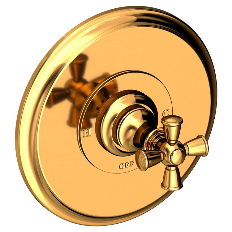 Pressure Balance Valve Trim Sutton Round 1 Cross Polished Gold PVD ADA Depth 4 Inch - Frankwebs