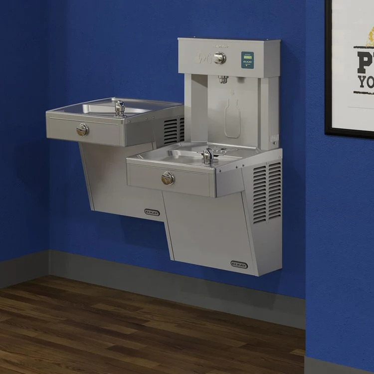 EZH2O Vandal-Resistant Bottle Filling Station with Bi-Level Refrigerated Cooler/Filter - Frankwebs