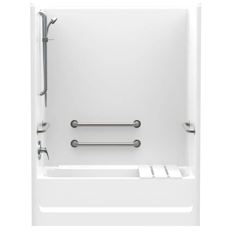 Tub and Shower Module 60 x 33-1/4 Inch Right Hand Drain Grab Bar White - Frankwebs