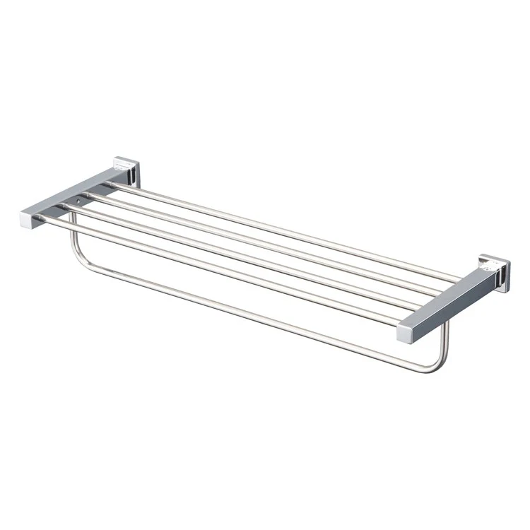 Shelf L Towel Square with Hanging Bar Polished Chrome 23-5/8 Inch Metal - Frankwebs