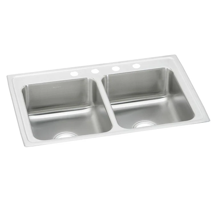 Kitchen Sink Celebrity 43 x 22 Inch Double Bowl Equal 2 Hole Brushed Satin Drop-In Drain Location Center Bottom Only Pads - Frankwebs
