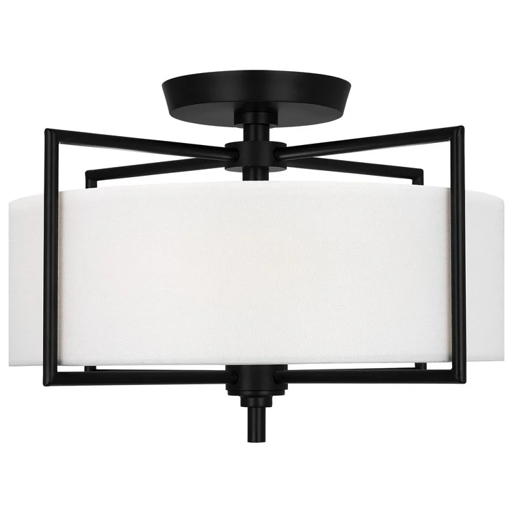 Ceiling Light Perno Semi-Flushmount Medium 2 Lamp Aged Iron White Linen - Frankwebs