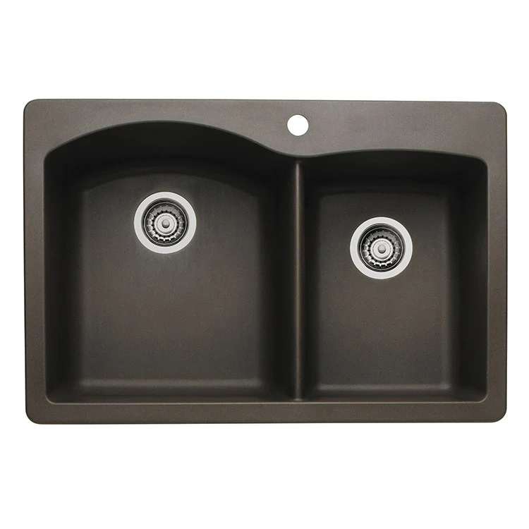 Kitchen Sink Diamond 33 x 22 Inch Double Bowl 1-3/4 Bowl 1 Hole Coal Black Drop-In/Undermount - Frankwebs
