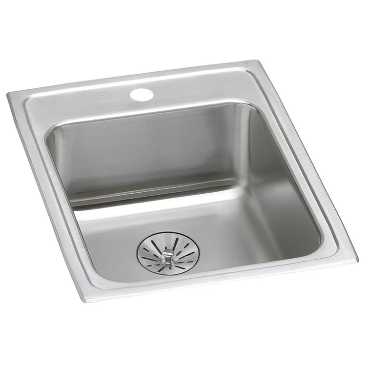 Kitchen Sink Lustertone Classic 17 x 22 Inch Single Bowl with Perfect Drain 1 Hole ADA Lustrous Satin Drop-In Rectangle Drain Location Rear Center Depth 6-1/2 Inch Bottom Only Pads - Frankwebs
