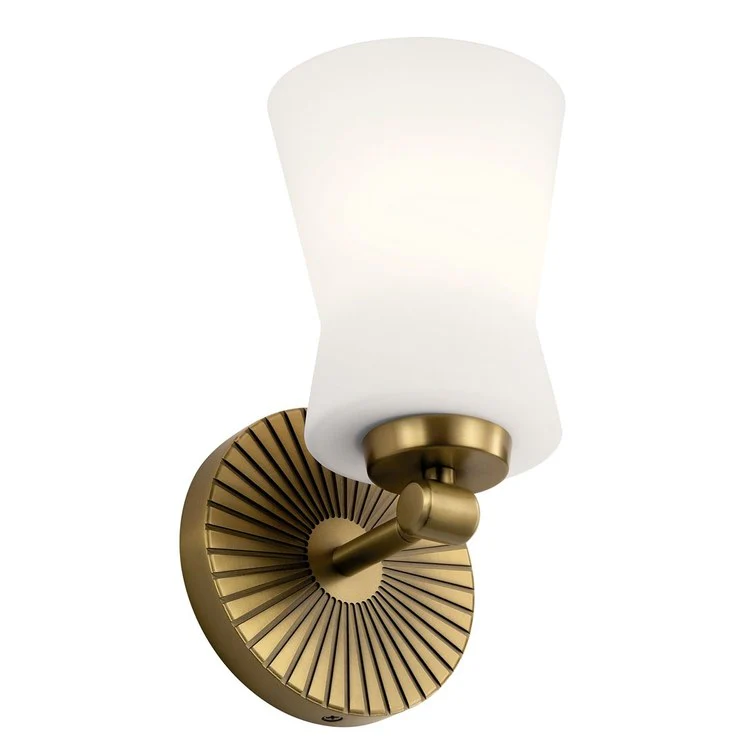 Sconce Brianne 1 Lamp Brushed Natural Brass Glass or Shade Satin Etched Cased - Frankwebs