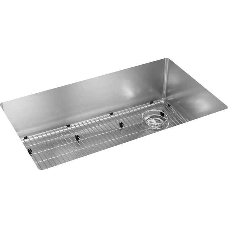 Sink Kit Crosstown 31.5 x 18.5 Inch Single Bowl Polished Satin Bottom Grid Deep Strainer Drain Cleanser Towel - Frankwebs