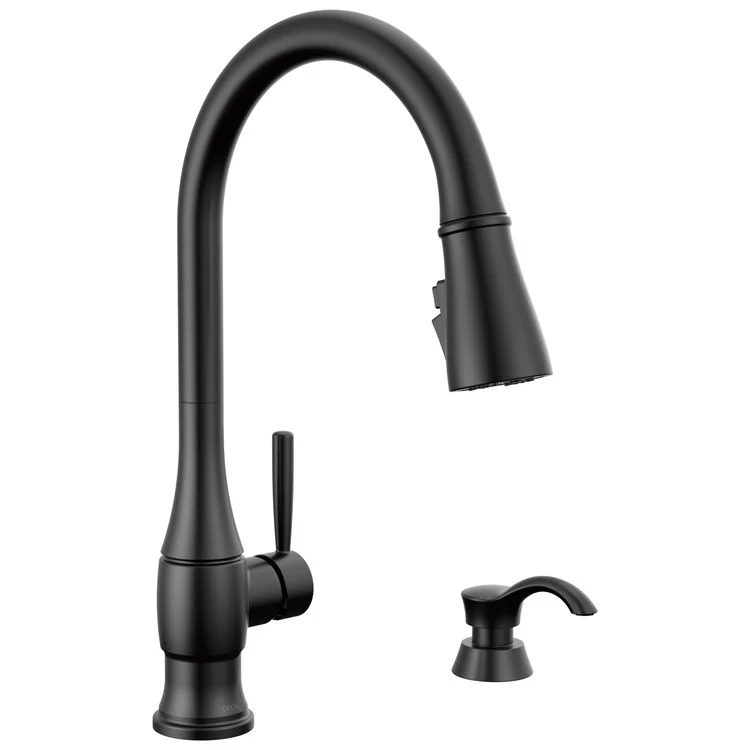 Kitchen Faucet Hazelwood with Soap Dispenser 1 Lever ADA Matte Black Pull Down 1.8 Gallons per Minute - Frankwebs