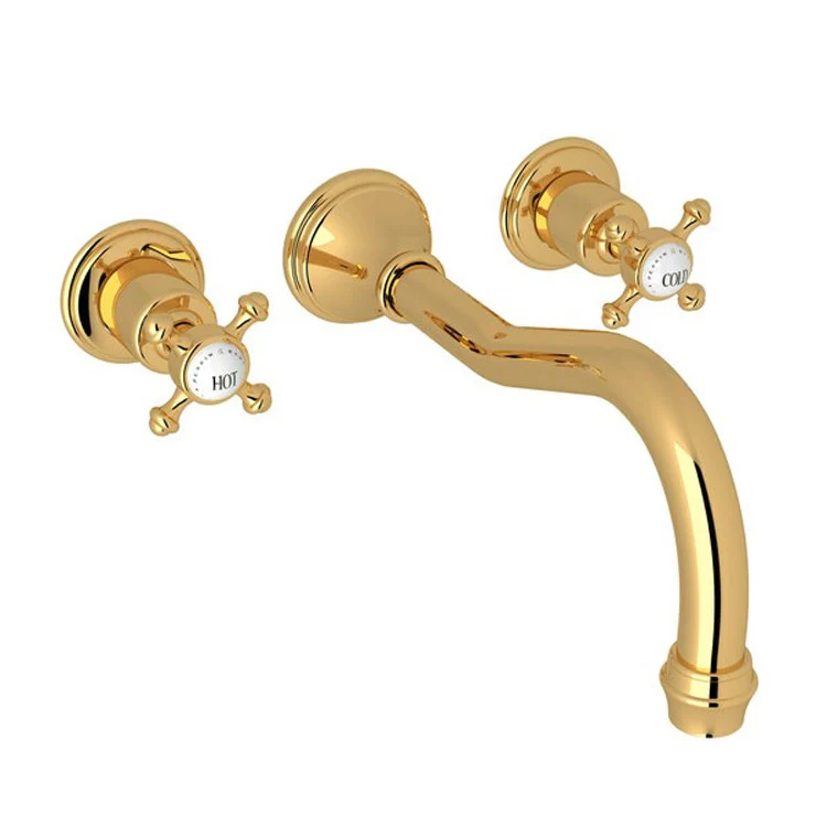 Tub Filler Georgian Era Wall Mount 2 Cross Column Spout English Bronze - Frankwebs