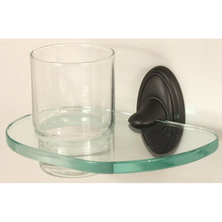 Tumbler Holder Classic Traditional Bath Bronze Includes Tumbler Wall Mount Brass/Glass 5-1/8 x 6-5/8 Inch - Frankwebs