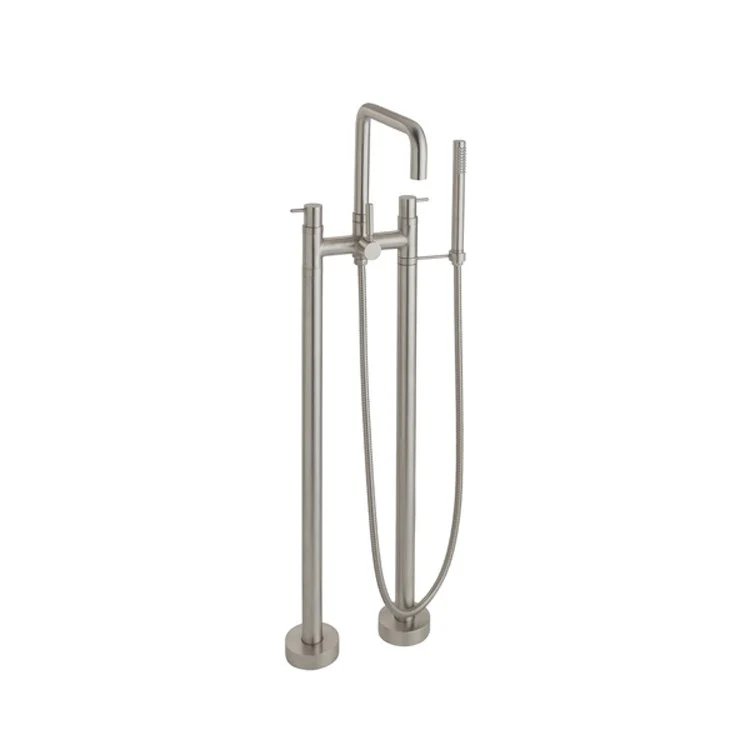 Tub Filler Bolsa Contemporary Floor Mount with Handshower 7 Inch Spread 3 Series 62 Cylinder ADA Polished Chrome 2 Hole - Frankwebs