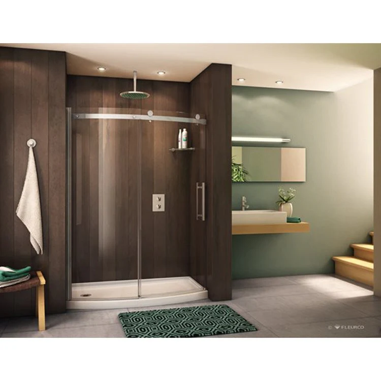 Shower Door Novara Bow Front Right Opening 48 x 78-1/2 Inch Chrome Clear 5/16 Inch - Frankwebs