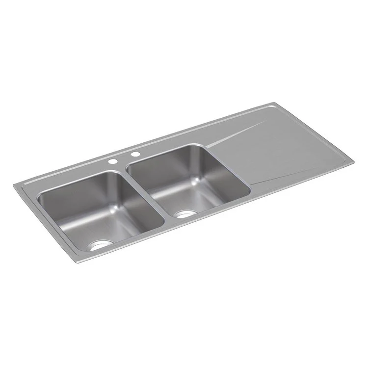 Kitchen Sink Lustertone Classic 48 x 22 Inch Double Bowl Equal with Right Drainboard MR2 Hole Lustrous Satin Drop-In - Frankwebs
