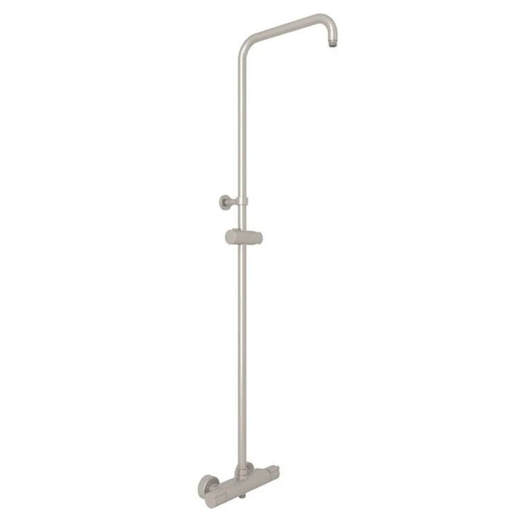 Mounting Bracket Mod-Fino Exposed Wall Mount with Diverter Riser & Sliding Handshower Parking Bracket Satin Nickel 14-1/2 Inch Brass - Frankwebs