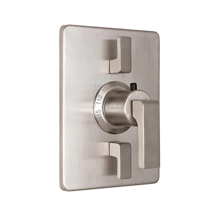 Thermostatic Trim Solimar Rectangular with Dual Volume Control 3 Lever Polished Nickel ADA for Requires Rough Valve TH52-R Or TH52D2-R Handles and Escutcheon Brass 7-7/8 Inch Length - Frankwebs