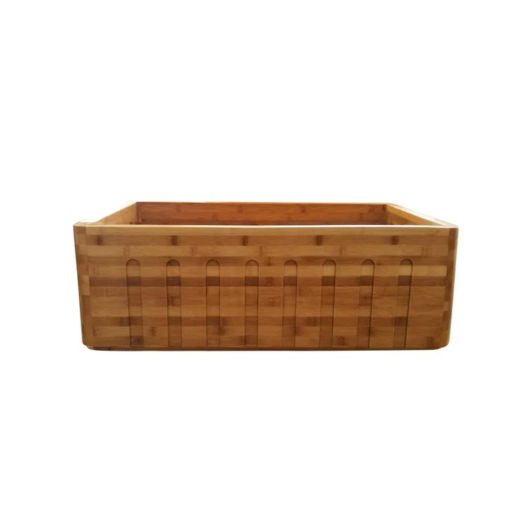 Kitchen Sink 36L x 18W Inch Single Bowl Lydra Fluted Bamboo Rectangle - Frankwebs