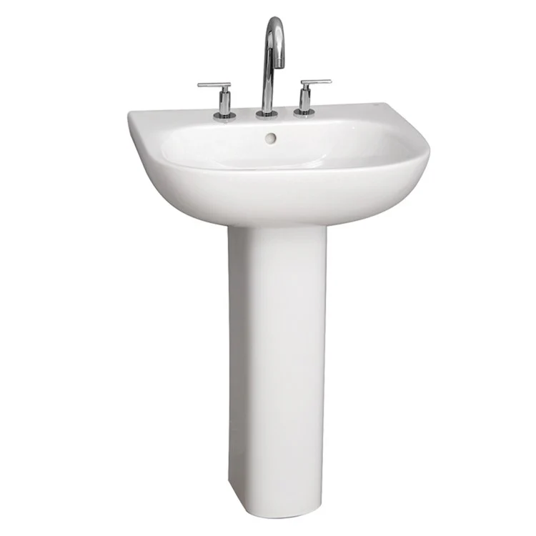 Pedestal Lavatory Tonique 550 Widespread White Rectangular - Frankwebs