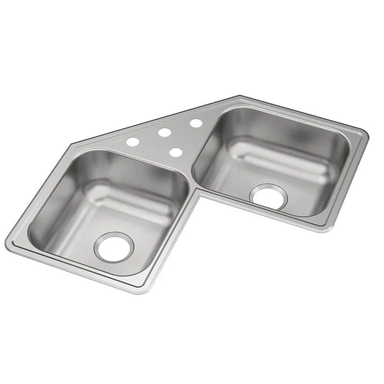 Kitchen Sink Dayton 32 x 32 Inch Double Bowl Equal Corner 4 Hole Elite Satin Corner - Frankwebs