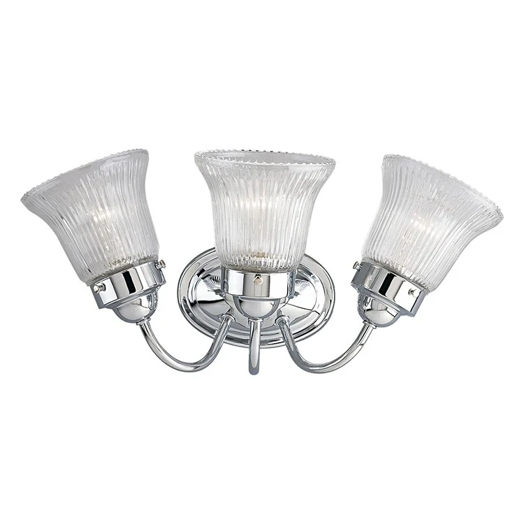 Fluted Glass Three-Light Bath Lighting Fixture - Frankwebs