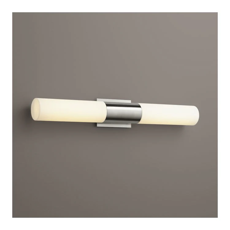 Magnum Two-Light Bathroom Vanity Fixture with Acrylic Shades - Satin Nickel - Frankwebs