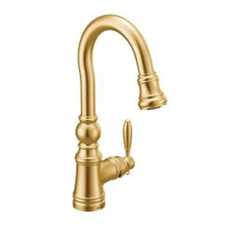 Bar Faucet Weymouth Prep 1 Lever ADA Brushed Gold Pull Down - Frankwebs