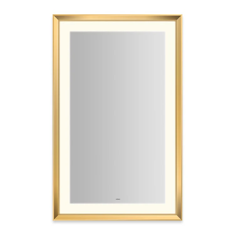 Wall Mirror Sculpt 27W x 43H Inch Matte Gold Chamfer Museum Frame Lighted Rectangular Polished - Frankwebs