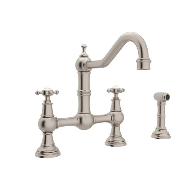 Kitchen Faucet Edwardian 8 Inch Spread 2 Cross Unlacquered Brass Bridge Swivel Spout 1.8 Gallons per Minute - Frankwebs