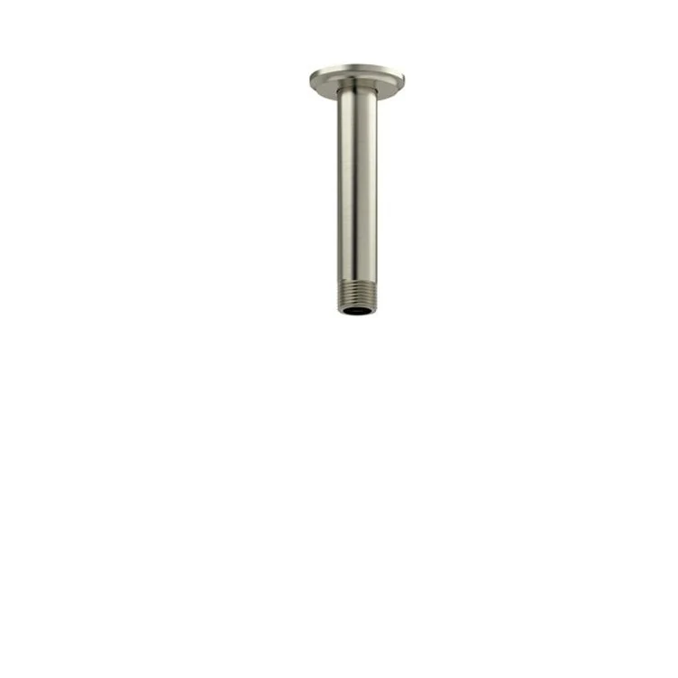 Shower Arm with Round Escutcheon and Momenti Flange Brushed Gold 6 Inch 5-3/8 Inch 1/2 Inch Inlet MNPT Brass Ceiling Mount - Frankwebs