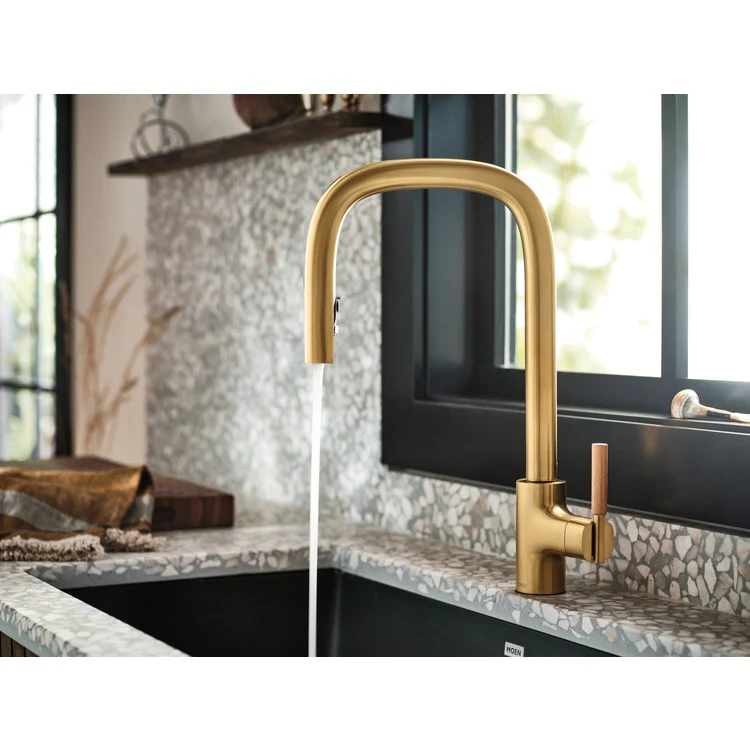 Kitchen Faucet Tenon 1 Lever ADA Brushed Gold High Arc 1 Hole Motion Control 1.5 Gallons per Minute - Frankwebs