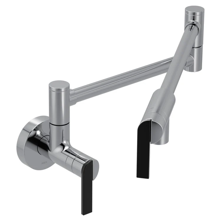 Pot Filler Nio Modern 2 Lever ADA Chrome 1 Hole 5.5 Gallons per Minute - Frankwebs