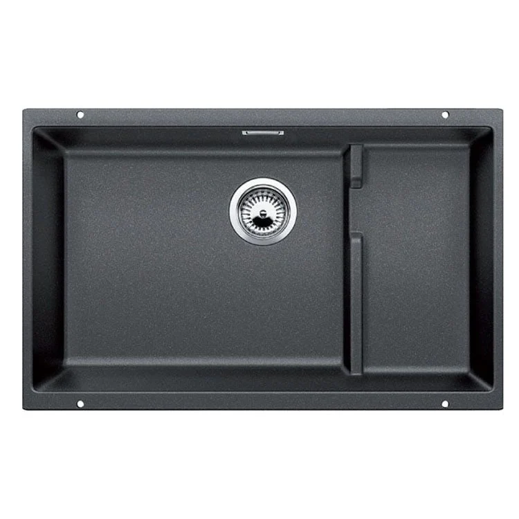Kitchen Sink Precis Cascade 29 x 18 Inch Single Bowl Super Coal Black Undermount Rectangle Silgranit - Frankwebs