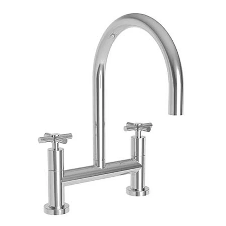 Kitchen Faucet East Linear Bridge 8 Inch Spread 2 Cross ADA Polished Chrome Spout Height 8-1/3 Inch 1.8 Gallons per Minute - Frankwebs