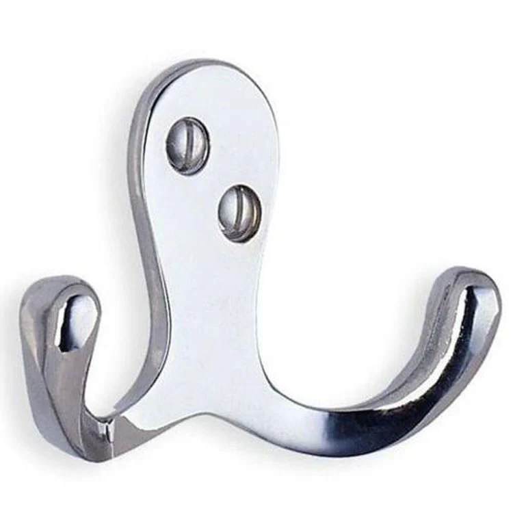 Coat Hook Double Polished Chrome 1-3/4 Inch 3/4 Inch Wall Mount Brass - Frankwebs