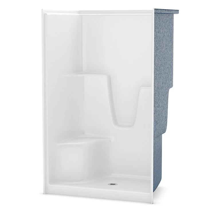 Shower Module 48 Inch AcrylX White 1 Pieces Left Hand Contoured Corner Seat Above Floor - Frankwebs