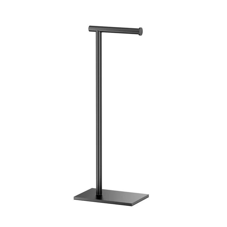Toilet Paper Holder Latitude II Square Stand Matte Black Metal Freestanding - Frankwebs
