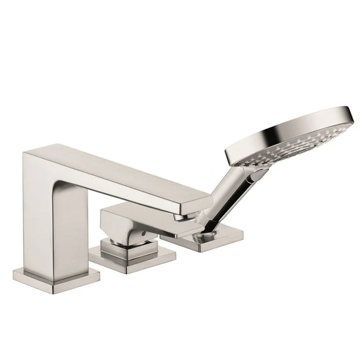 Metropol Single Handle 3-Hole Roman Tub Filler Trim with Handshower - Frankwebs