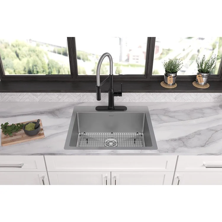 Kitchen Sink Crosstown 25 x 22 Inch Single Bowl 3 Hole Polished Satin Drop-In Undermount - Frankwebs