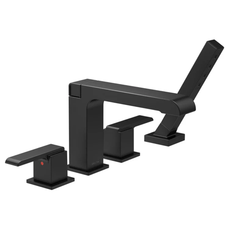 Roman Tub Trim Ara with Handshower 2 Lever Matte Black ADA Inch Spread Flat Rigid - Frankwebs