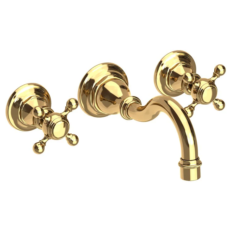 Lavatory Faucet Victoria Wall Mount 8 Inch Spread 2 Cross ADA Watersense Polished Brass Uncoated Living 1.2 Gallons Per Minute Brass Less Drain Spout Reach 8-1/6 Inch - Frankwebs