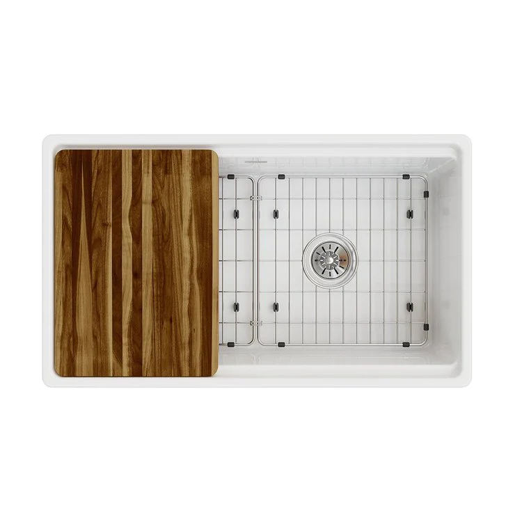 Kitchen Sink Fireclay 33 x 19 Inch Single Bowl Kit Apron Front White Farmhouse Front Drain Location Right Workstation - Frankwebs