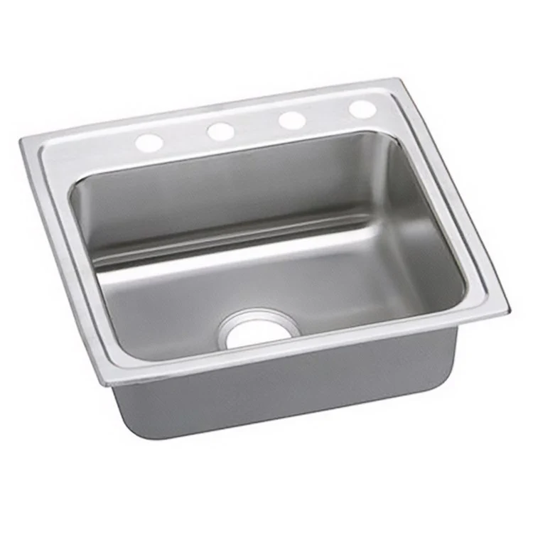 Kitchen Sink Lustertone Classic 25 x 21.25 Inch Single Bowl ADA Lustrous Highlighted Satin Top Mount Rectangle Drain Location Rear Center Depth 5-1/2 Inch Quick Clip Mounting System Full Spray Sides and Bottom - Frankwebs