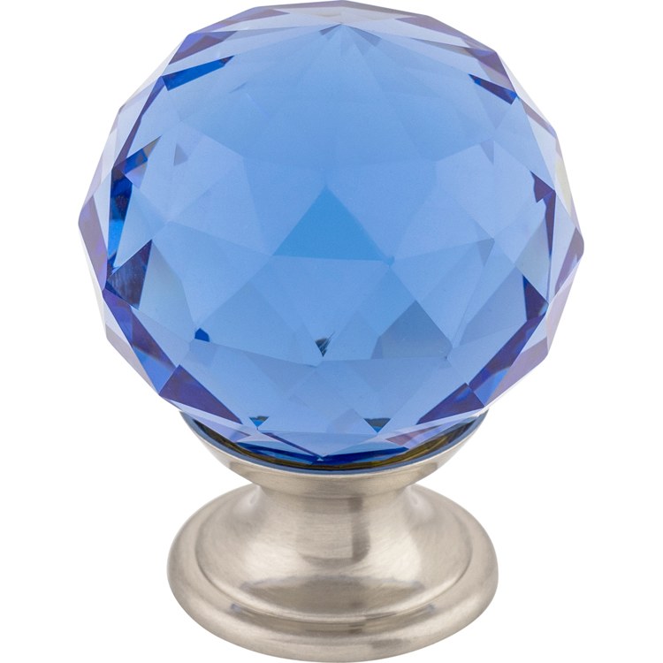 Knob Crystal Blue for Decorative Hardware Polished Chrome Brass 1-3/8 Inch 1-3/4 Inch - Frankwebs