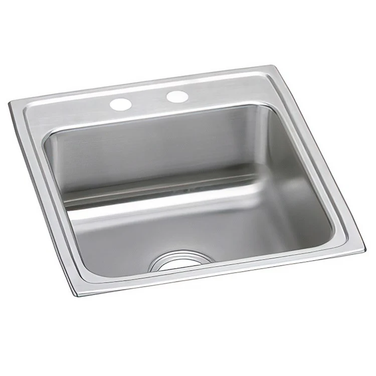 Kitchen Sink Lustertone Classic 19.5 x 22 Inch Single Bowl MR2 Hole ADA Lustrous Satin Drop-In Rectangle Drain Location Rear Center Depth 6-1/2 Inch Bottom Only Pads - Frankwebs