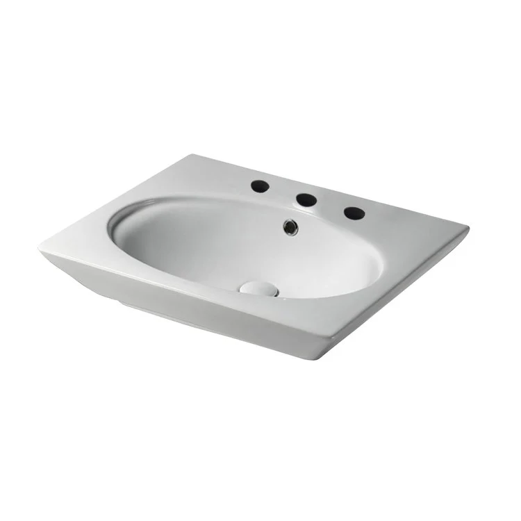 Lavatory Sink Opulence Above Counter 23 Inch 8 Inch Spread Oval White - Frankwebs
