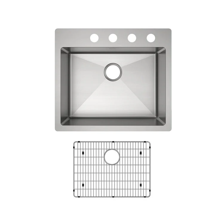 Kitchen Sink Crosstown 25 x 22 Inch Single Bowl 4 Hole Polished Satin Drop-In Undermount - Frankwebs