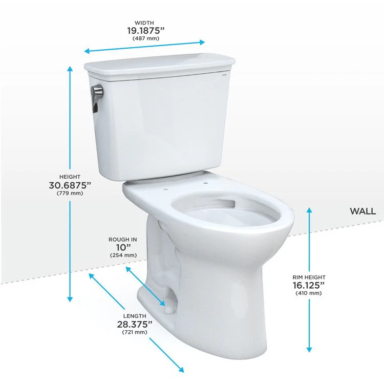 Toilet Drake 2 Pieces Transitional Universal Height Cotton Elongated ADA 30-11/16 Inch 1.28 Gallons per Flush 10 Inch Rough Left Hand Chrome Less Seat - Frankwebs