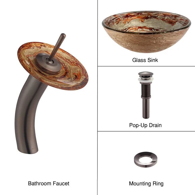 Ares Glass Vessel Sink with Single Handle Single Hole Waterfall Faucet - Frankwebs