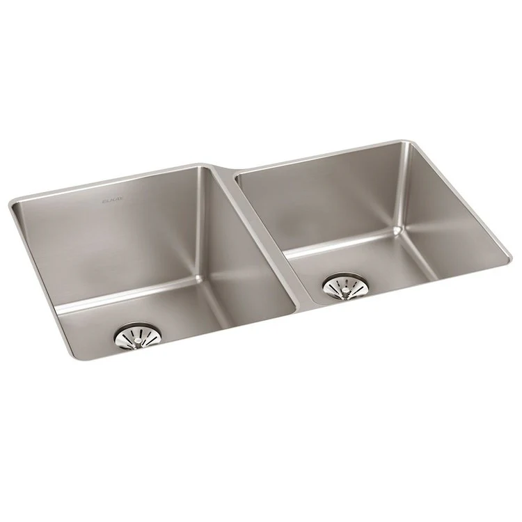 Kitchen Sink Lustertone Iconix 31.25 x 20.5 Inch Double Bowl Right with Perfect Drain Luminous Satin Undermount - Frankwebs